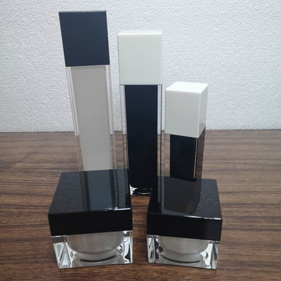 Popularny 20g 30g 50g biały plastikowy akrylowy czarny czapka kwadratowa podwójnie ściana kosmetyk producent pielęgnacji skóry kremu słoik